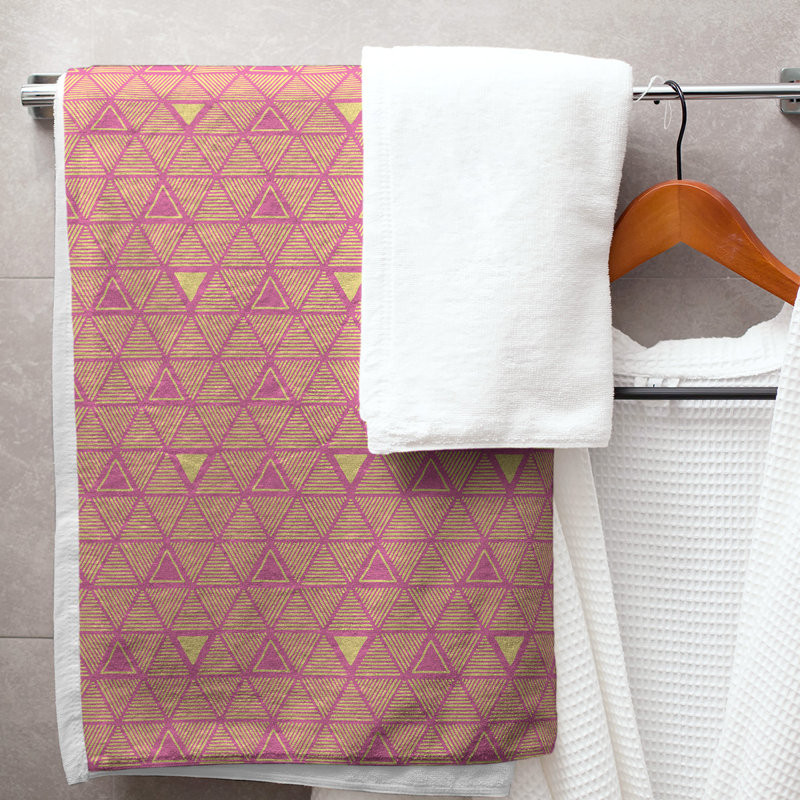 Serviette de bain Classic, Rose foncé / Jaune