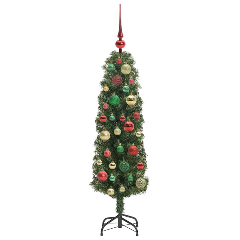 Artificial Christmas Tree with 150 LEDs with Stand, Red/Green/Gold, 3.94' H
