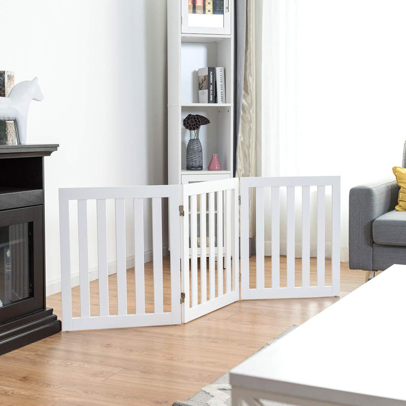Wood Free Standing Pet Gate, White