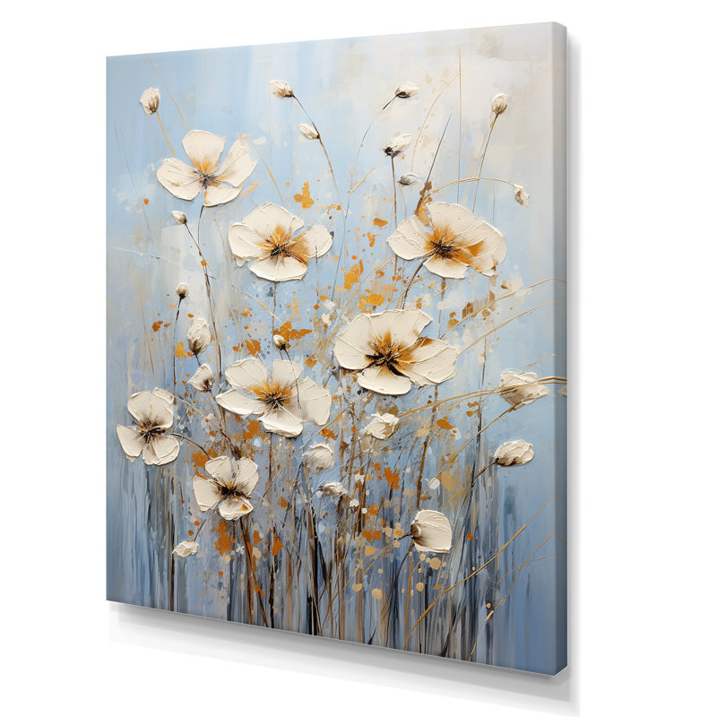 «Beige Wildflowers Floral Elegance I», reproduction sur toile, Toile tendue, H 32 po x l 24 po x P 1 po