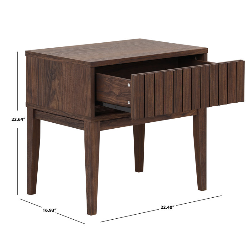 Table de chevet 1 tiroir Fidia, Noyer foncé