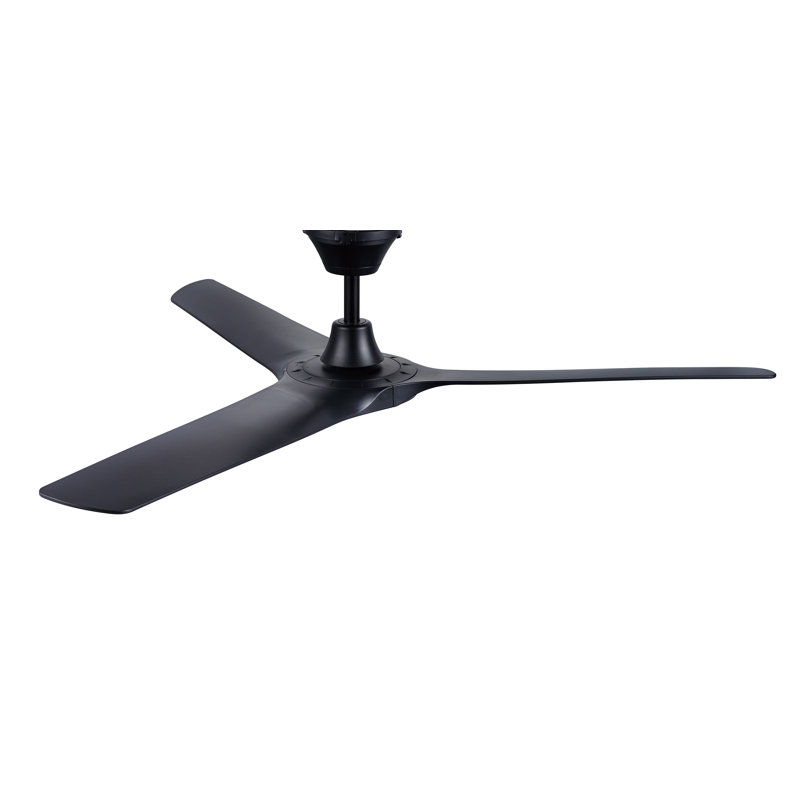 Abyss 56in 3-Blades Indoor/Outdoor Ceiling Fan with Remote Control, Black, Black