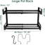 Support à casseroles extensible à suspendre, organisateur mural robuste à 2 niveaux pour casseroles et poêles avec 10 crochets et 5 supports pour couvercle de pot