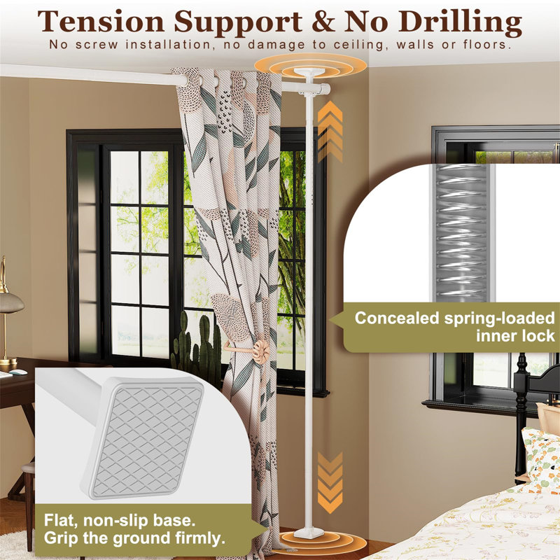 White Adjustable 71cm to 305cm Tension Rod