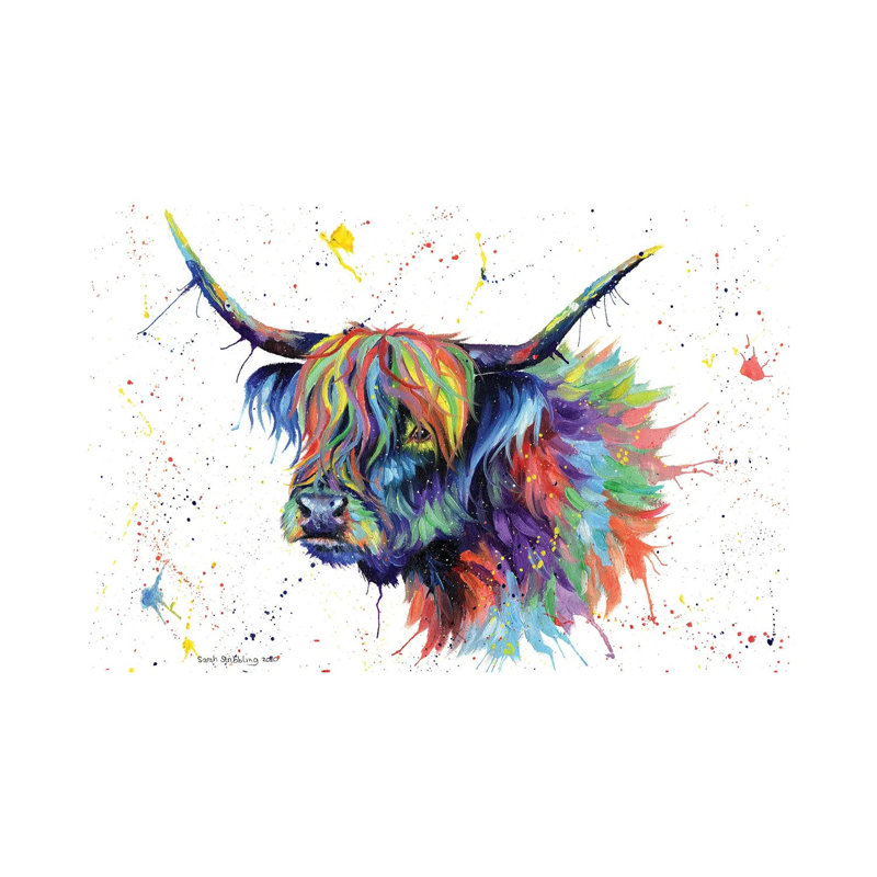 Multicolore Highland Cow, H 18 po x l 26 po x P 1,5 po