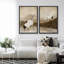 «Cranes Forage On The Mountain», reproduction d'art sur toile encadrée brune-108345370-108345368