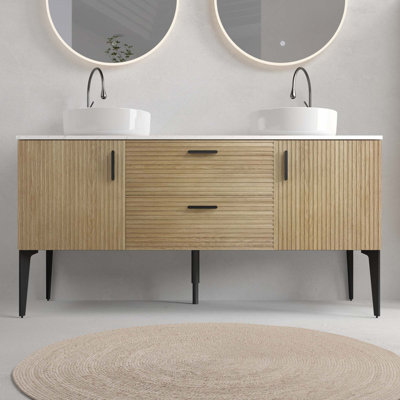 Meuble-lavabo autoportant 60 po avec évier, sans drain, sans robinet ni armoire d'appoint, 60 po KD