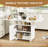 47" Wood Folding Dining Table with storage rack and cabinet, Removable Entryway Table