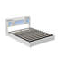 Hydraulic Lift Up Beds, Ottoman Double Bed Frame With Storage And Headboard, PU Upholstered Platform Bed With LED Lights And Charging-Port For Bedroom, White(European Plug, 160X200cm)-50615541-50615435