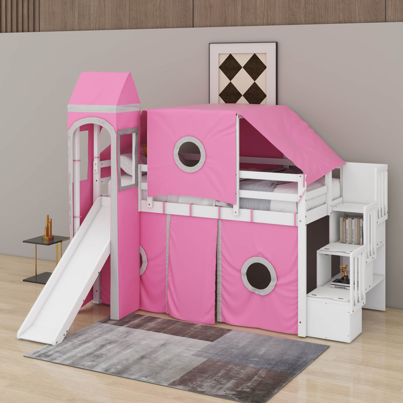 Lit mezzanine simple avec tente et tour