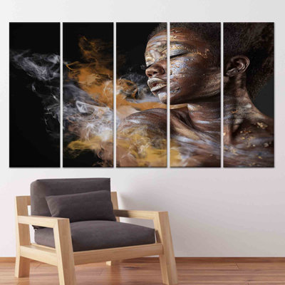 «Elegant African Woman», reproduction d'art moderne sur toile, toile tendue 5P