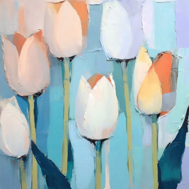 "Tulipes 2" sur toile, H 24 po x l 24 po