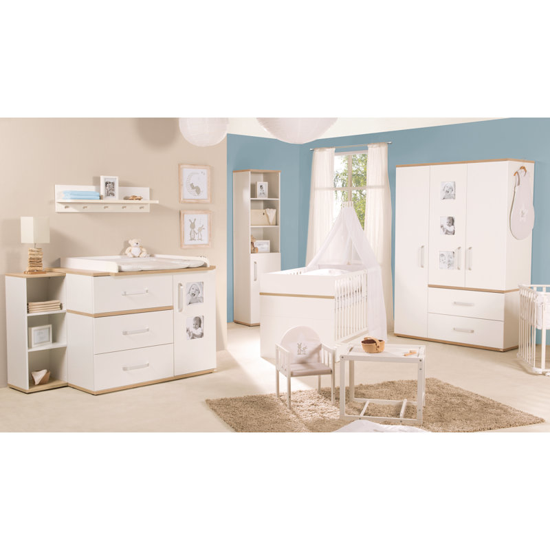 Pia Cot Bed 3-Piece Nursery Furniture Set, Wide (H 102cm x W 117cm x D 78cm)