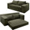 Canapé-lit convertible de 75 po, canapé futon désossé avec 2 coussins, causeuse pliante, vert