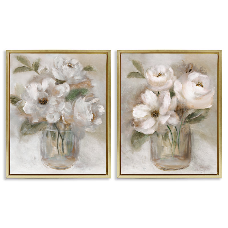 Ensemble de cadres flottants 2 pièces blanc brossé et beige brossé, design par Nan, 21" H x 17" W