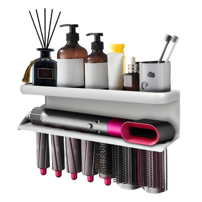 Support de rangement Airwrap compatible avec Dyson Support de rangement mural (avec peigne) Blanc