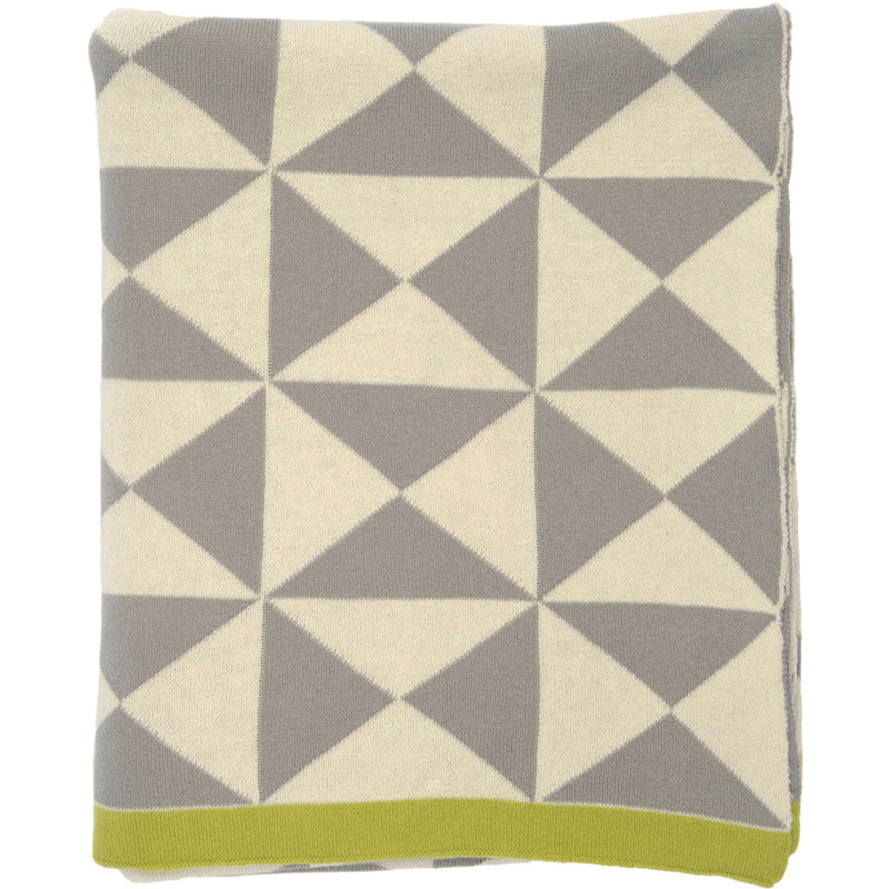 Wind Farm Knitted Throw Blanket, Gray/Natural/Green