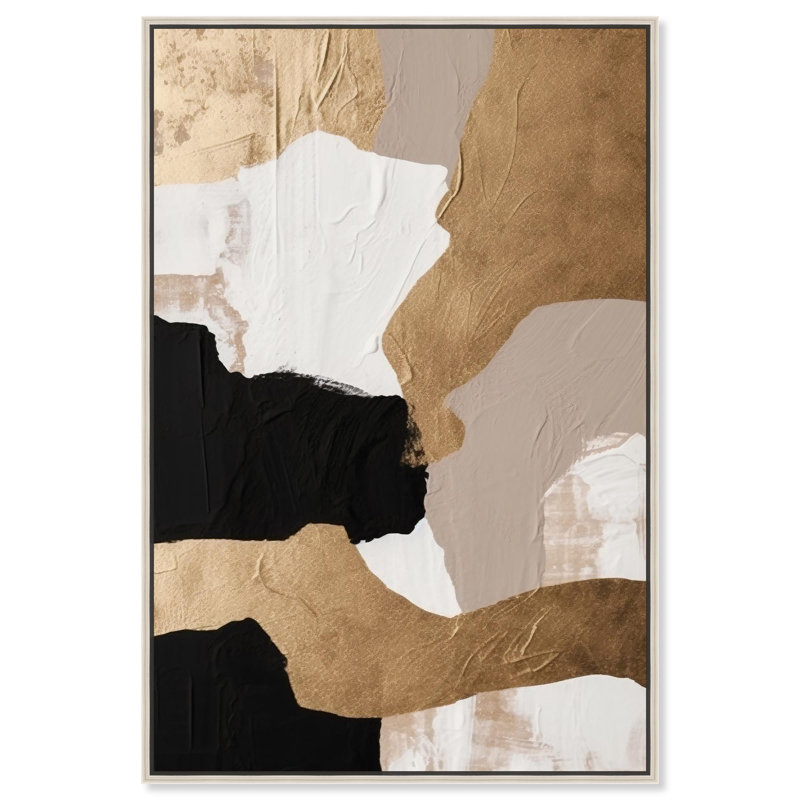 Art mural moderne neutre sur toile, H 16 po x l 11 po, Cadre argenté