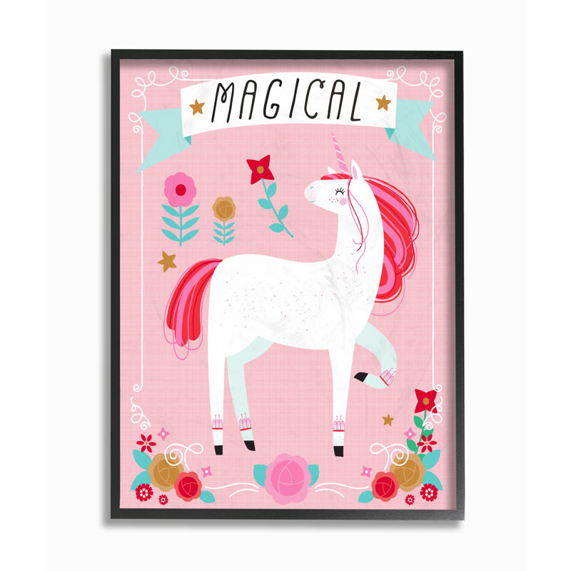 « magique couleur licorne », art encadré Raminez, H 20 po x l 16 po x P 1,5 po