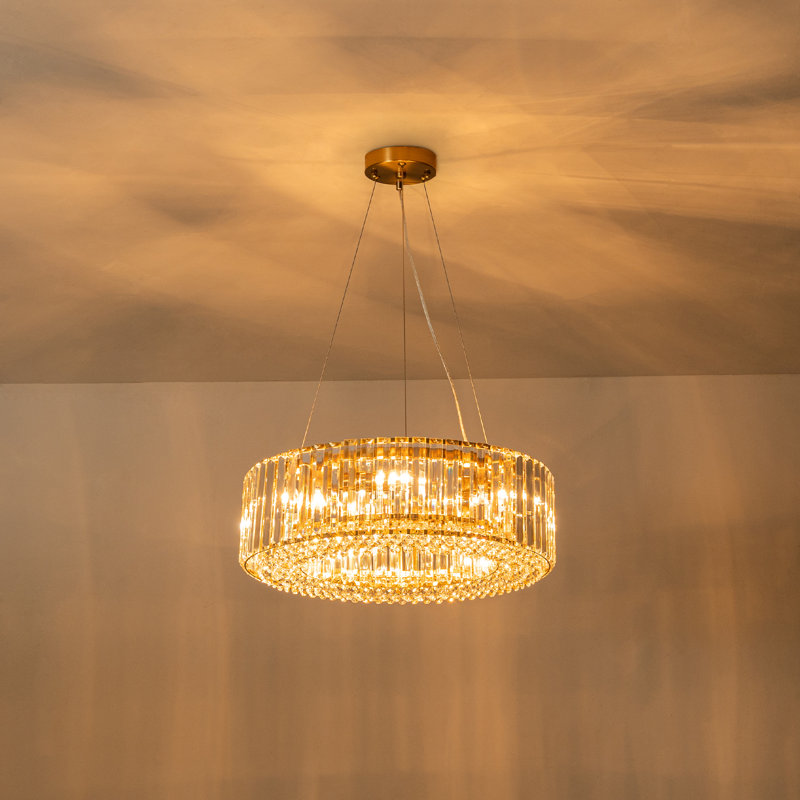 Craggie 6 - Light Round Crystal Chandelier, Gold, 16cm H x 50cm W x 50cm D