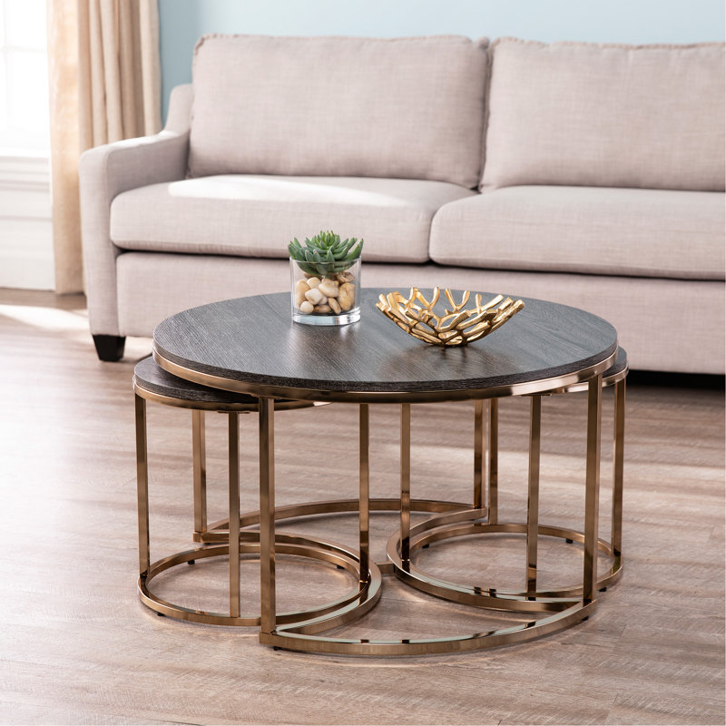 Ensemble de 3 tables basses gigognes rondes Lachlan
