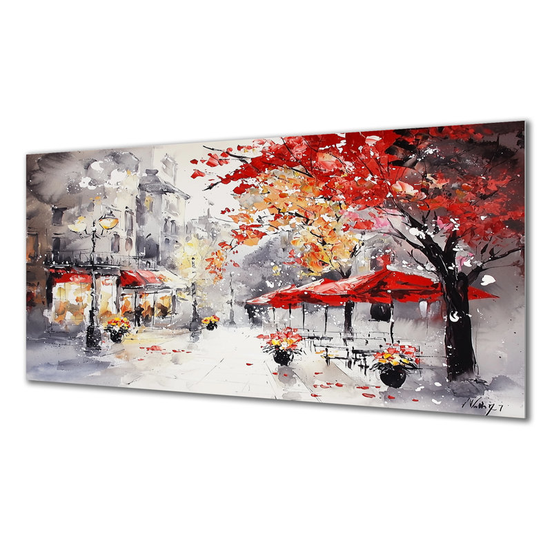 Minimal Paris Street In Autumn - Cityscapes, impression murale en métal, H 28 po x l 60 po