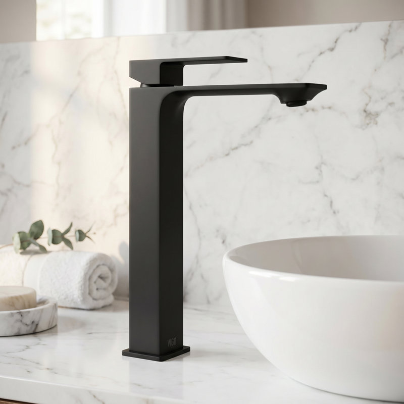 Robinet de lavabo vasque à poignée simple H 11 po Dunn, Noir mat