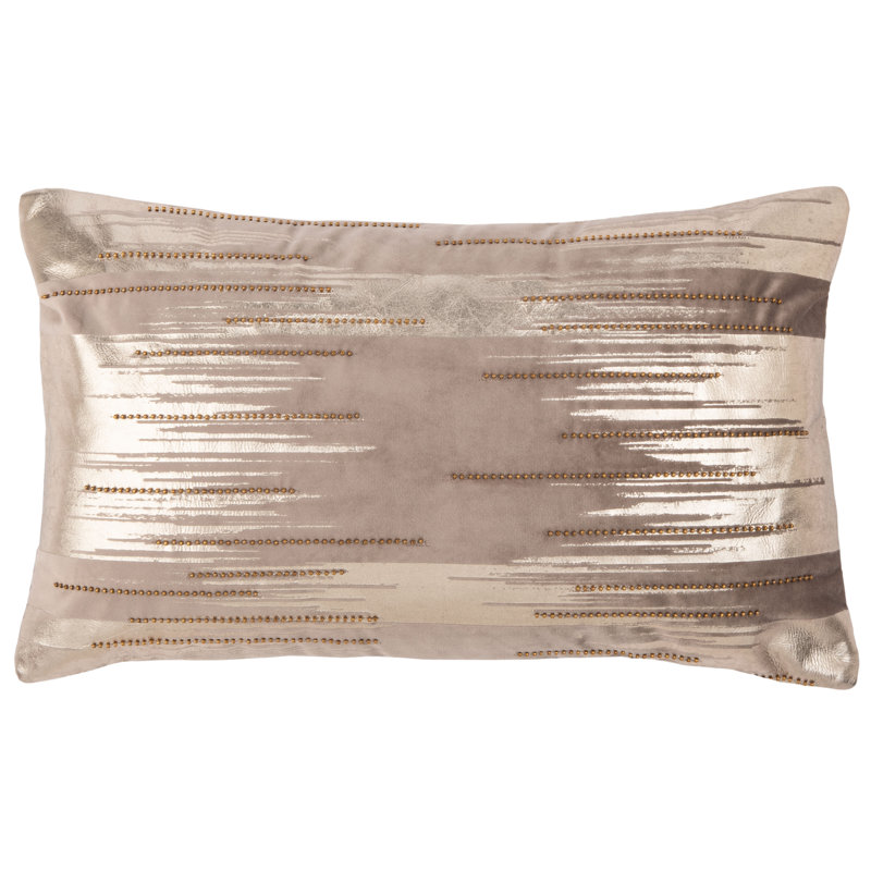  Abstract Throw Pillow, Taupe/Gold