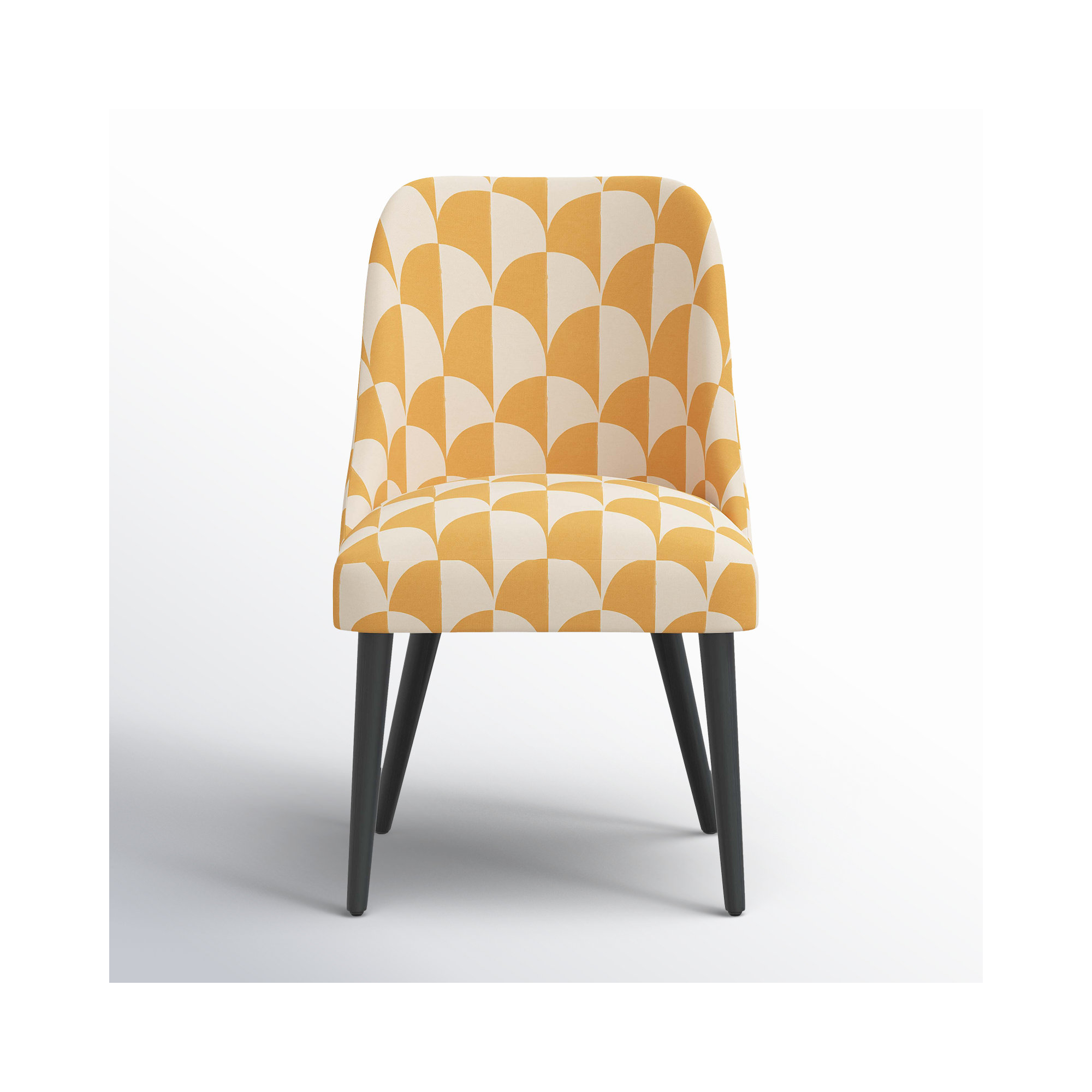 Pensford Upholstered Parsons Chair, Scallop Stone Gold, Black Wood