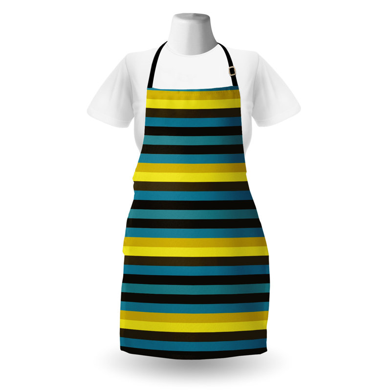 East Urban Home Retro Apron Unisex, Striped Geometric Pattern, Adult Size, Multicolor