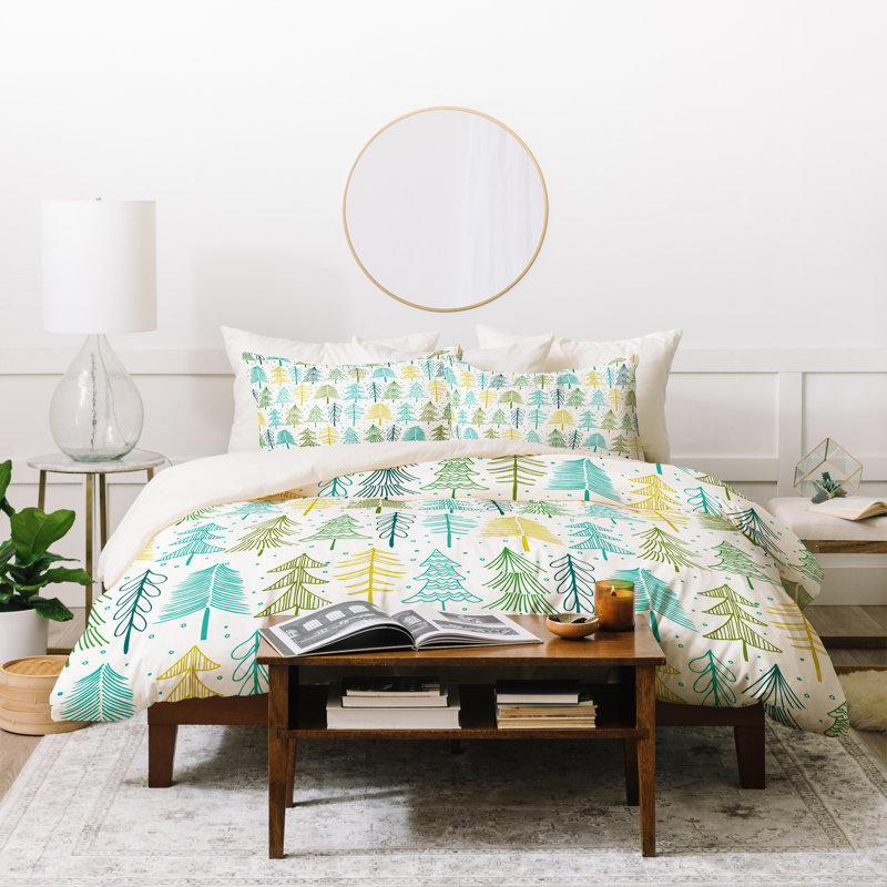 Ensemble d'édredon vert et crème en microfibre moderne et contemporain, Édredon pour lit simple + 1 taie décorative stan