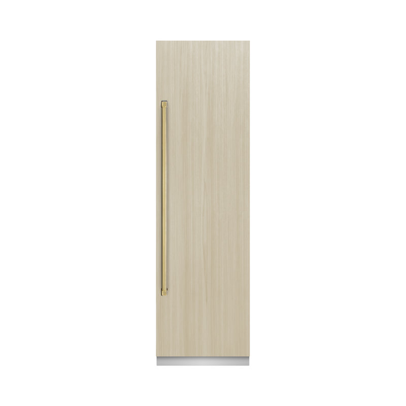 ZLINE Autograph 24 po. 12.5 cu. Réfrigérateur à colonne à panneau gris avec intérieur et détails gris graphite, Or poli