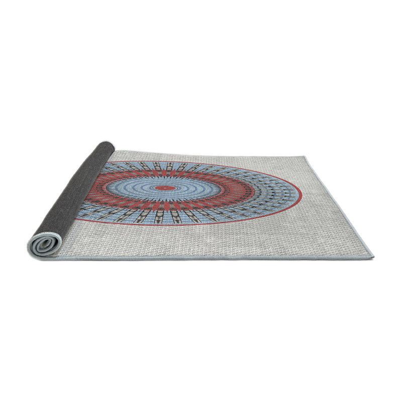 Tapis abstrait ivoire / bleu, Rond 6 pi