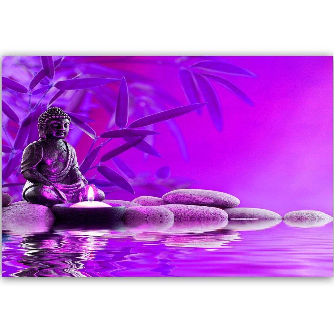 Leinwandbild Buddha, Wasser und Steine 1