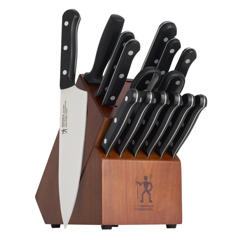 Henckels Solution 15-Pc Knife Block Set With Prep Knife, Walnut
