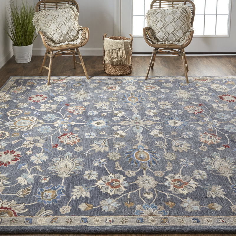 Azalea Vintage Oriental Gray/Ivory/Red Area Rug, Rectangle 10' x 14'