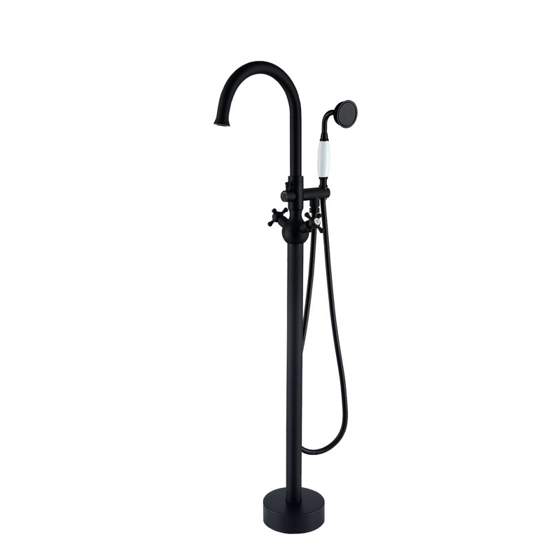 Freestanding Bathtub Faucet With Hand Shower - Quality Metal, Matte Black, Bathroom Decor In Black Corrosion Design,