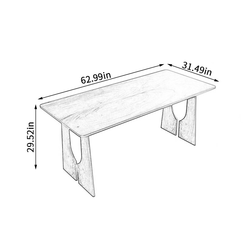Walnut Solid Wood Dining Table, 31.49" W x 62.99" L