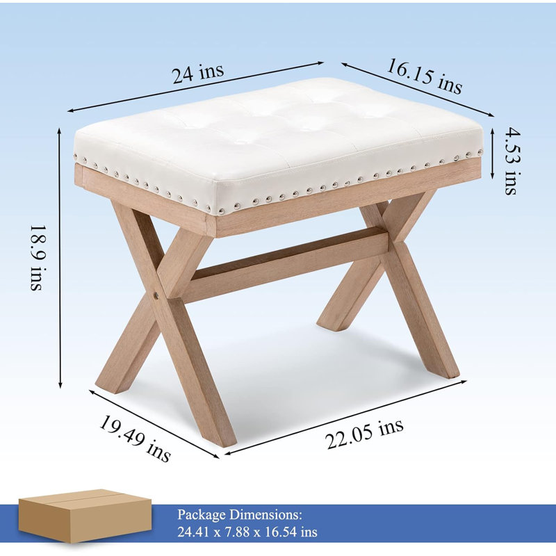 Leeannah Upholstered Ottoman, Beige