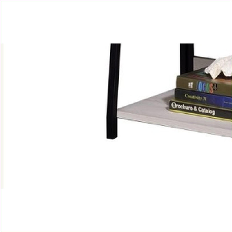 Bibliothèque échelle inclinée avec tablettes ouvertes en métal noir et bois naturel