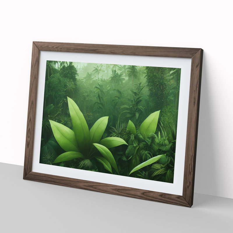 Jungle Plants Vol.2 - Framed Print, 25cm H x 34cm W x 2cm D, Walnut