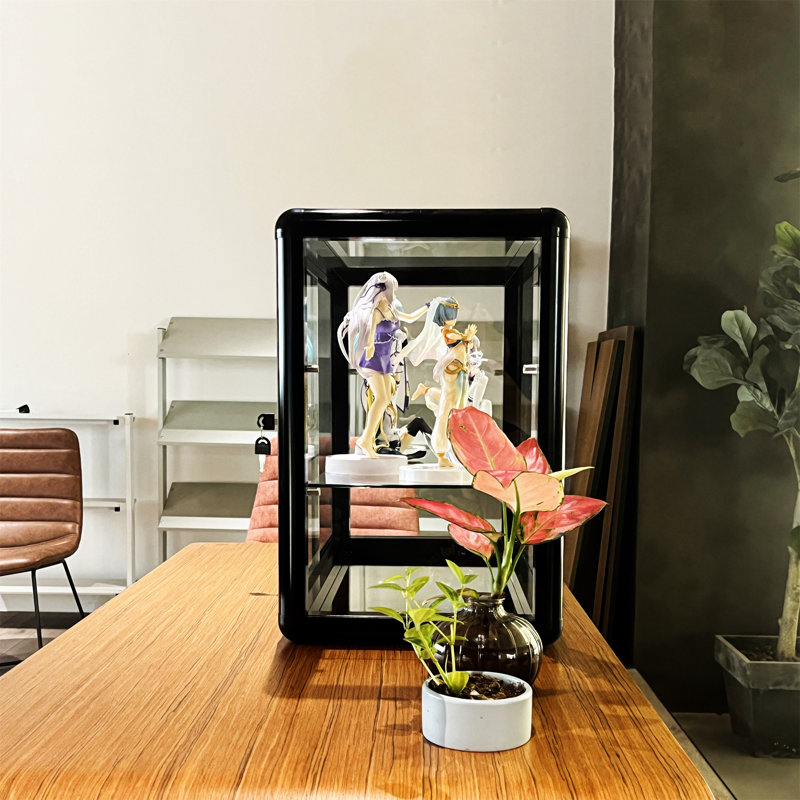Vitrine de comptoir en verre trempé avec porte coulissante en verre et serrure