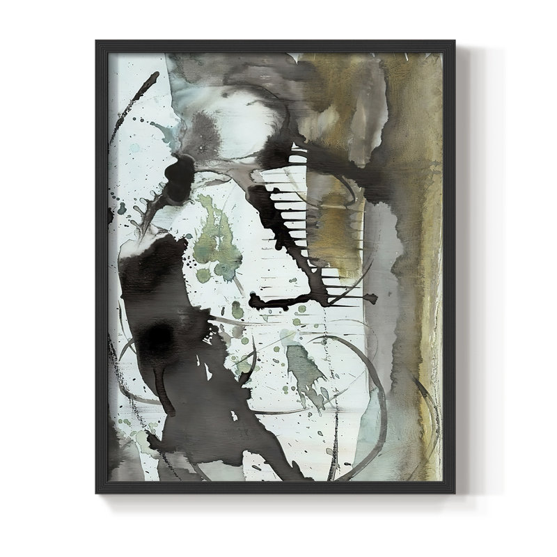 «Lyrical Abstract I», reproduction encadrée - bois massif, Noir, H 10 po x l 8 po