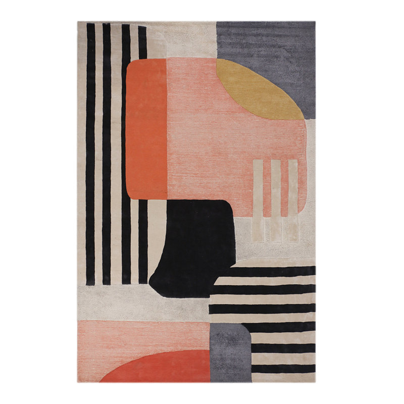 Off Balance Area Rug in Orange/Black/Gray/Blue, Rectangle 9' x 12'