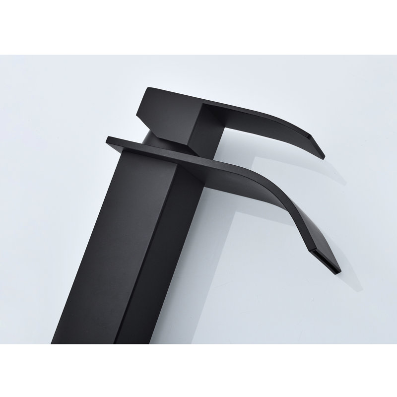 Matte Black Bathroom Sink Faucet With Waterfall Spout And User- Single Handle, Made Of Stainless Steel Flow, Handle For Smooth Water Discharge