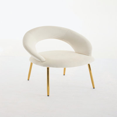 Set Of 1 Velvet Fabric Dining Chairs With Curved Backrest And Golden Metal Legs For Kitchen Or Dining Room
