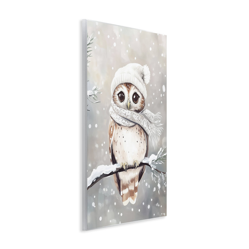 Adorable plaque murale hibou d'hiver, design par Arlington Prints, H 15 po x l 10 po