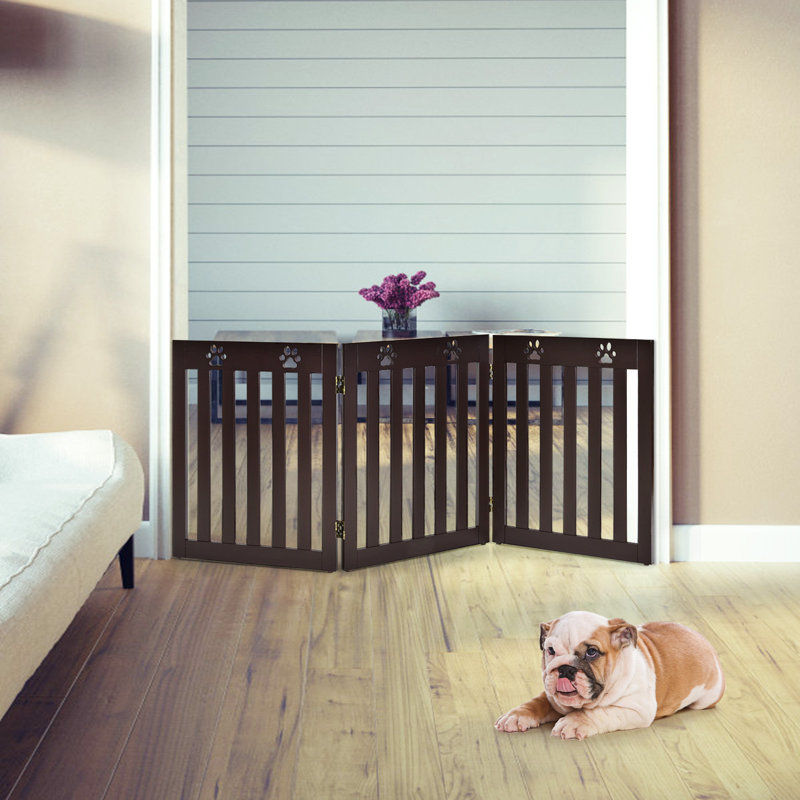 Lizbeth Wood Free Standing Pet Gate, Brown