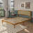 Rustic Solid Acacia Wood Platform Bed Frame With Upholstered Headboard, No Box Spring Needed
