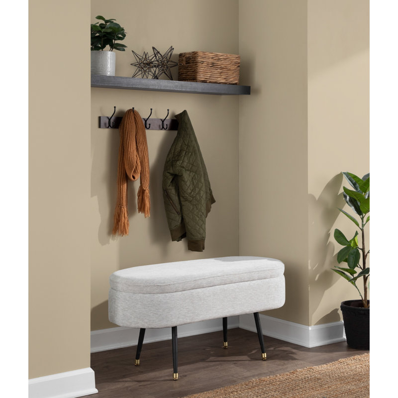 Nicastro Upholstered Flip Top Storage Bench, Light Gray